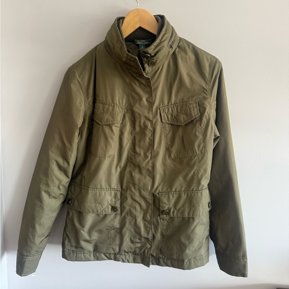 LRL Lauren Active Ralph Lauren Olive Quilted Utility Jacket | Size M